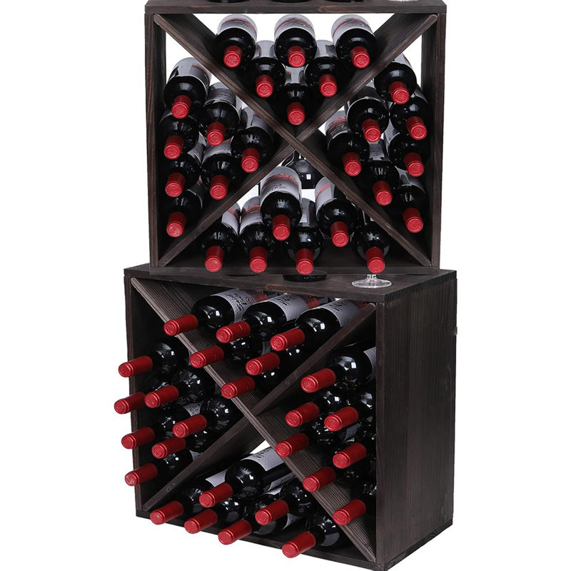 Porte-bouteilles de vin avec rangement en bois