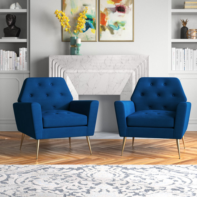 Thaddeus Velvet Armchair, Navy Velvet