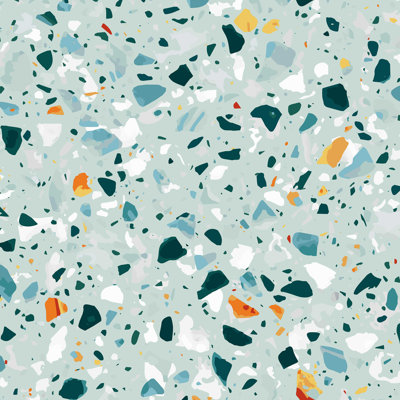 «Deview 83 Oranges Mint Terrazzo» par Uma Parabhakar Gokhale - reproduction d'art sur toile tendue