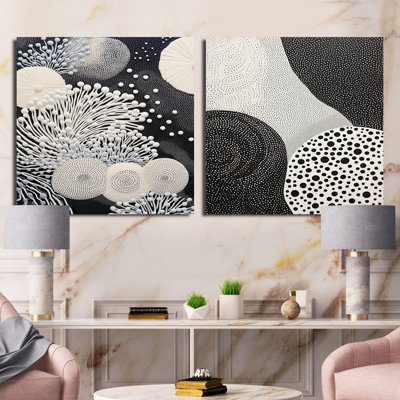 Fleurs de corail gris II - ensemble de 2 collages abstraits carrés