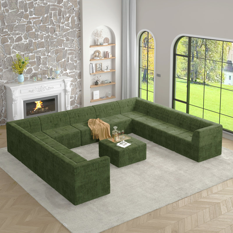 Canapé modulaire en forme de U, canapé modulaire compressé en velours côtelé de style minimaliste moderne, canapé-lit pour salon, chambre à coucher, canapé confortable