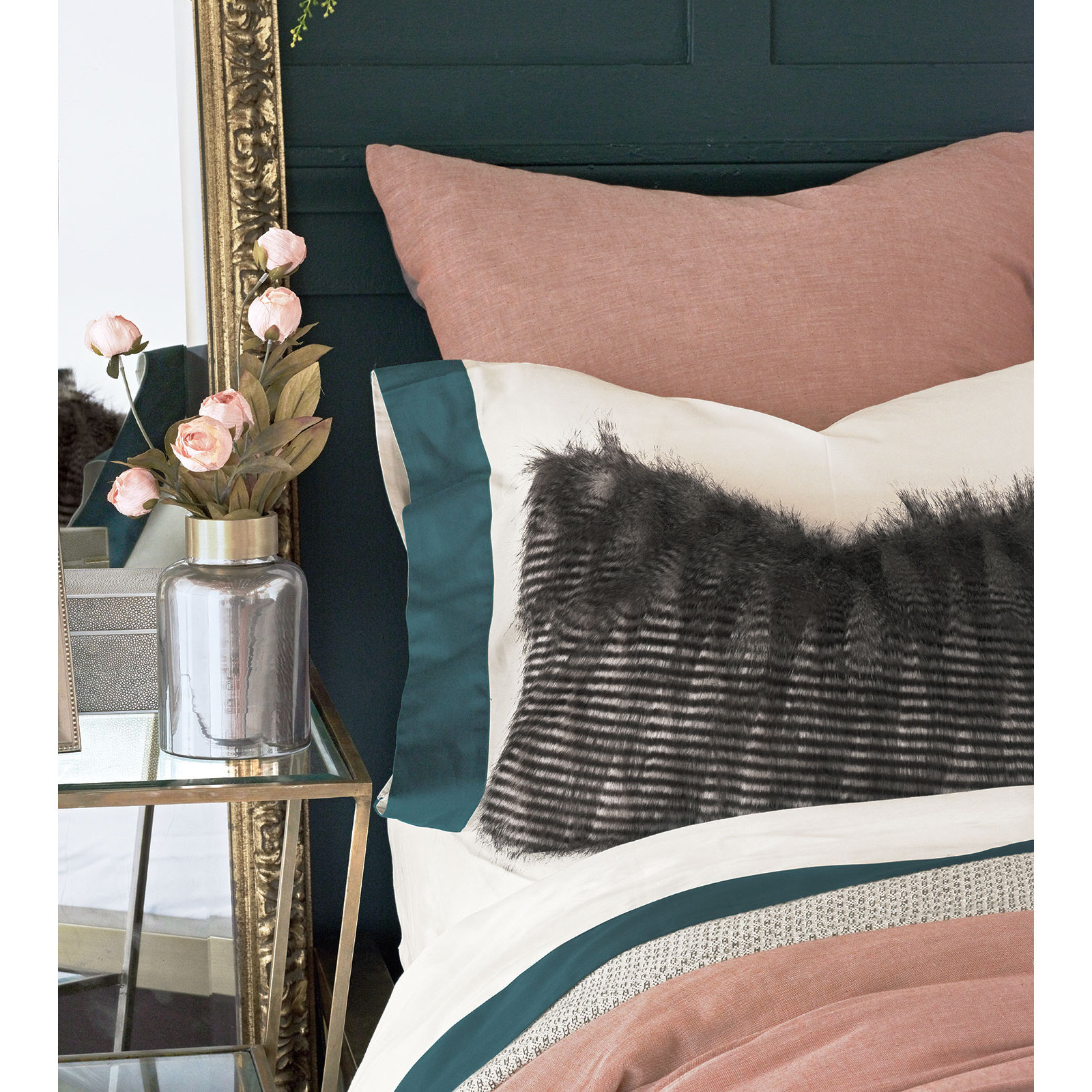 Indochine Faux Fur Lumbar Throw Pillow