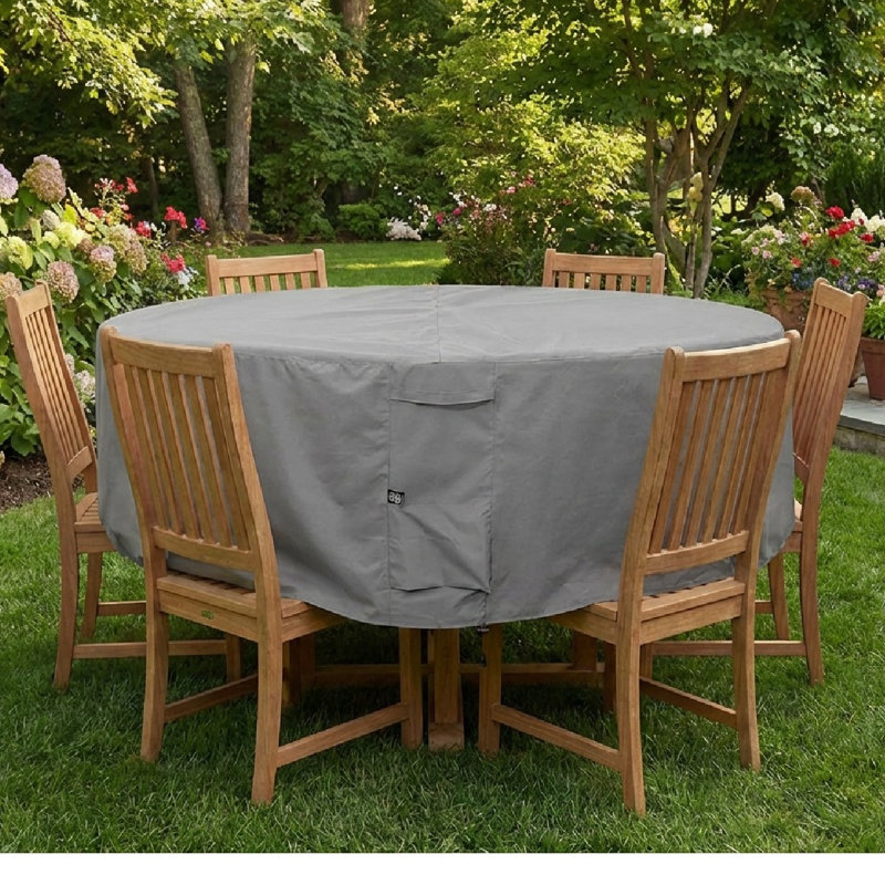 Goodman Round Table Patio Dining Set Cover ? Weatherproof, Water-Resistant, Heavy-Duty with Adjustable Fit & Air Vents