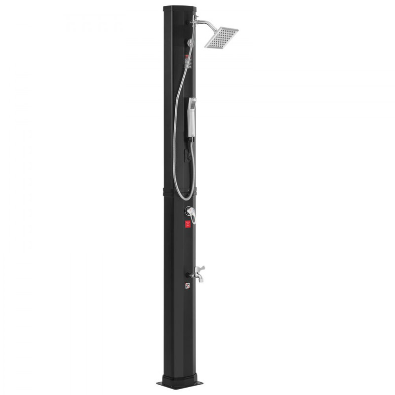 Black Solar Heated Outdoor Shower with UV-Resistant Tank