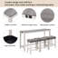 Ensemble de table de bar 4 pièces avec prise de courant, ensemble de table de bar avec chaises, table de bar avec tabourets, table de canapé avec 3 tabourets rembourrés, pour le salon, la salle à manger, blanc et gris