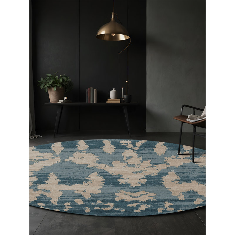 Tapis gris soyeux et moelleux, Rond 3 pi
