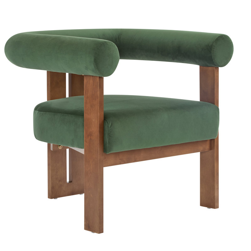 Faiella Velvet Upholstered Accent Arm Chair, Forest Green