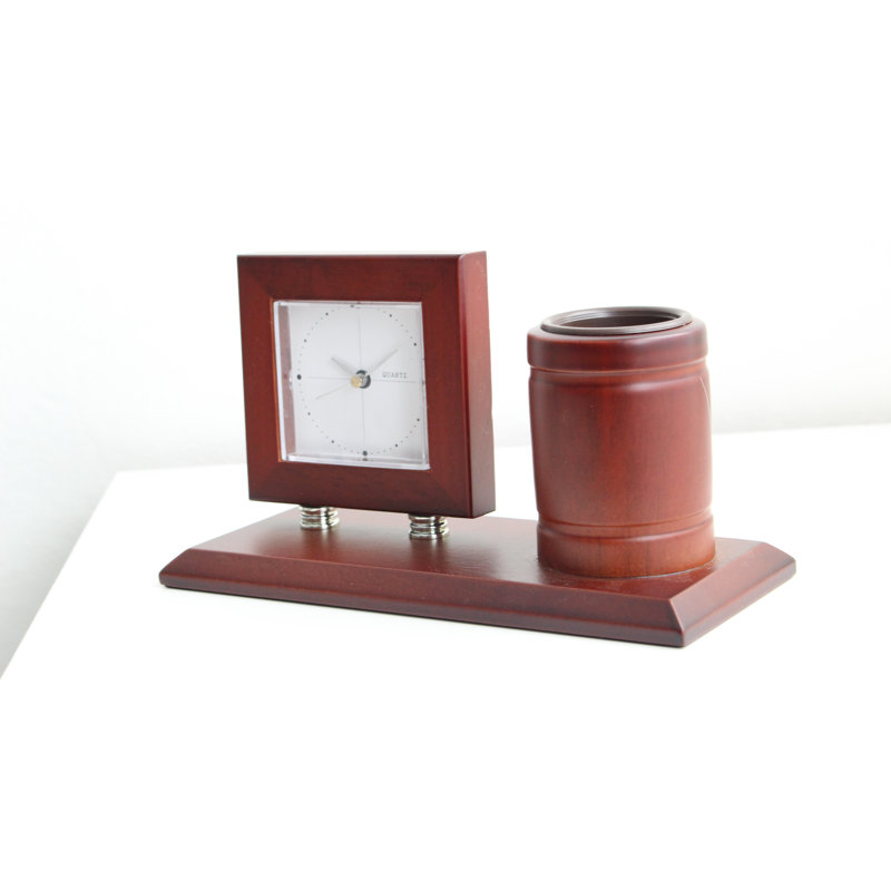 Analogue Wood Mechanical Tabletop Clock Brown Wood