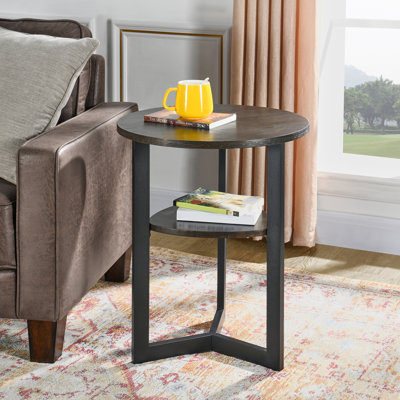 Alandus 24” Tall Round End Table with Storage Shelf by 17 Stories