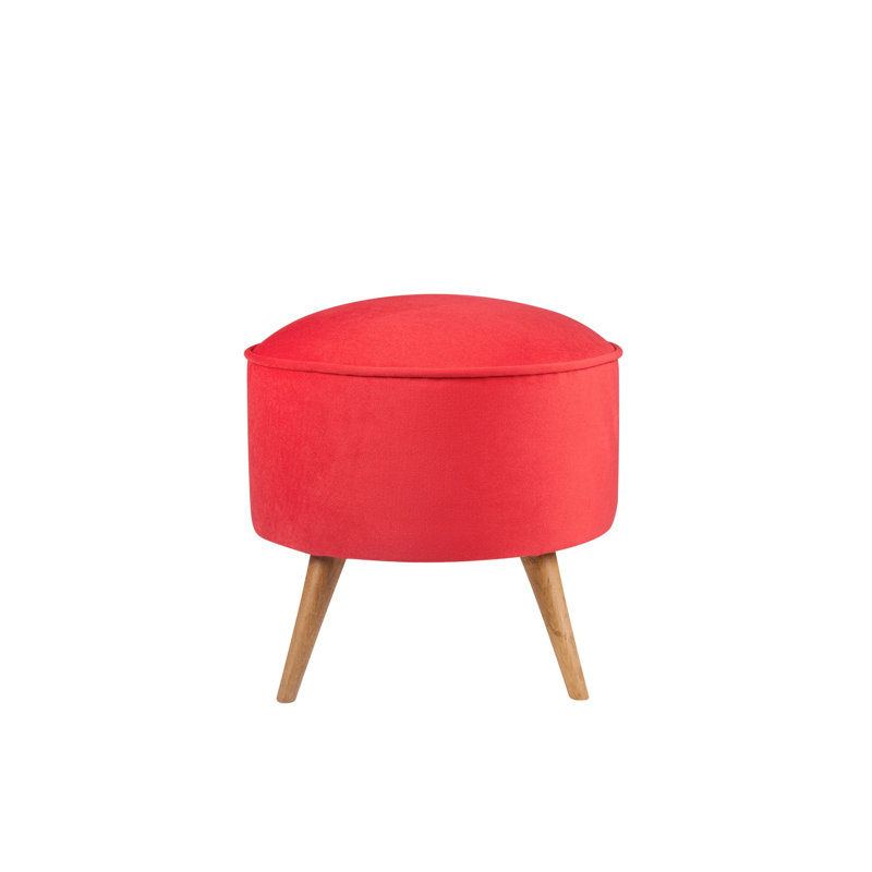Stylish Red Pouffe with Solid Wood Frame, 17.7 x 17.7 x 16.9 inches | 100% Polyester Fabric, Easy Clean | 32 DNS Foam for Comfort | Perfect Accent for Living Room & Bedroom, Durable & Chic Design