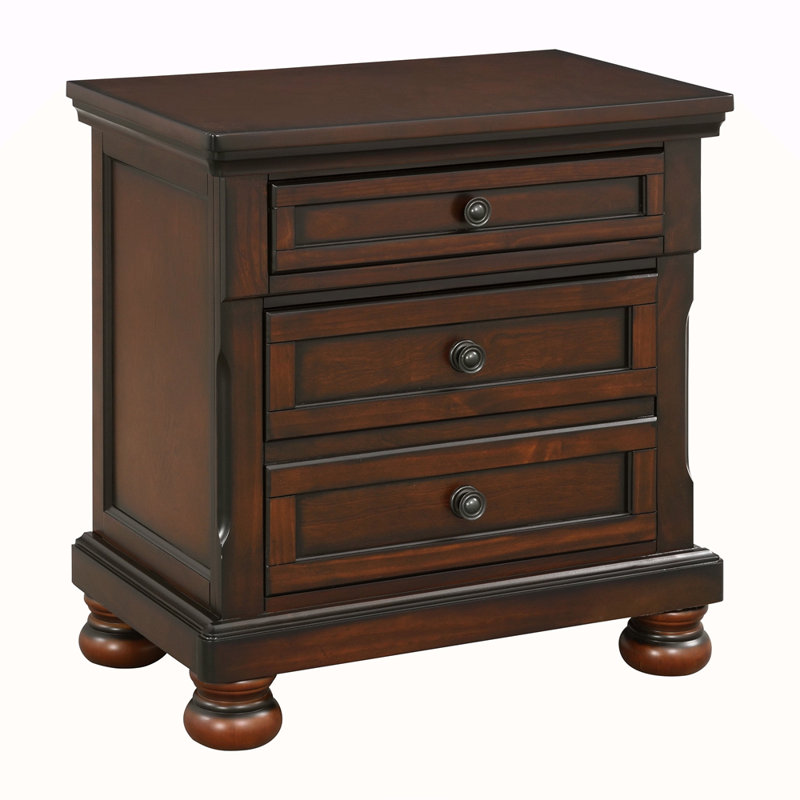 Table de chevet classique avec placage de bouleau brun