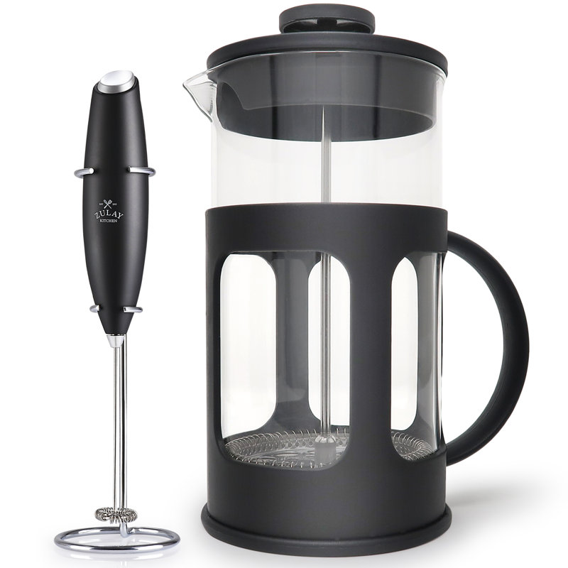 Zulay Kitchen Premium French Press Coffee Pot and Stainless Steel Milk Frother Set - 8 Cups 34oz