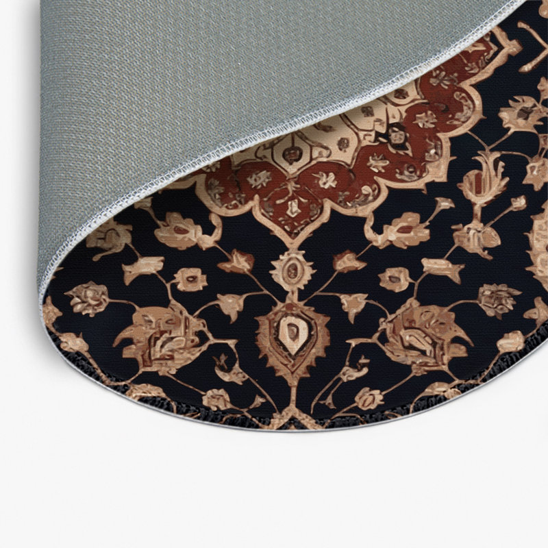 Tapis d'intérieur et d'extérieur persan beige, Rond 5 pi