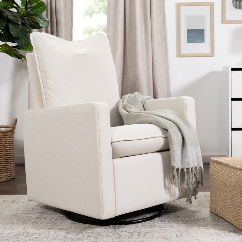 Cali Pillowback Swivel Glider, Cream Eco Weave/Black Base