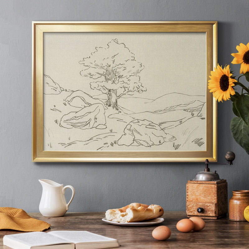 Chêne Christchurch II, Papier avec cadre doré, H 22,5 po x l 30,5 po x P 1 po, Pas de tapis