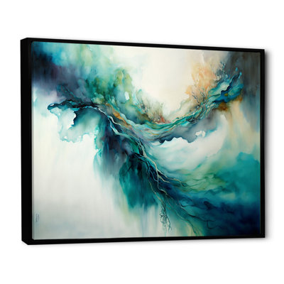 «Turquoise Waves Impressions Of Infinity», peinture abstraite, art mural