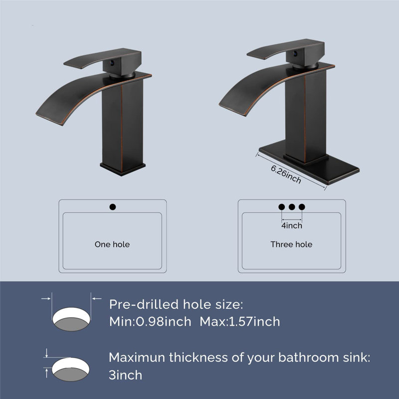 Robinet de lavabo à poignée simple Basin, Bronze frotté à l'huile, 1,8 gallons par minute