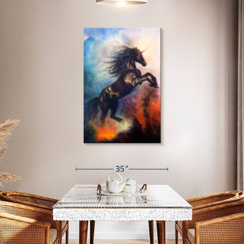 Kelan Cosmic Black Unicorn, 45" H x 30" W