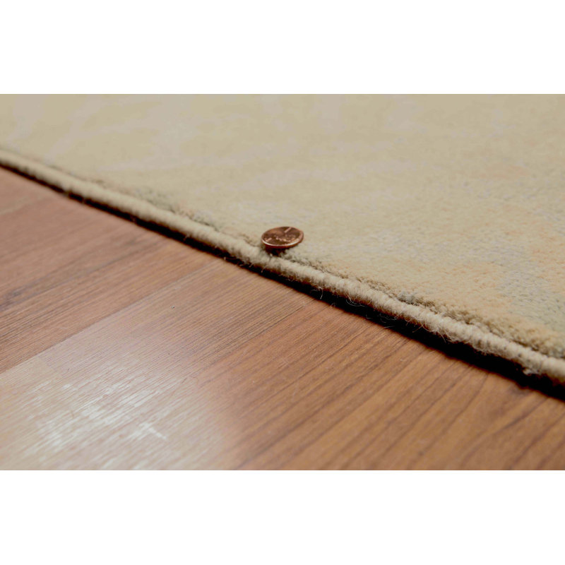 Tapis unique en laine noué à la main beige de 6 pi x 9 pi Nataisha