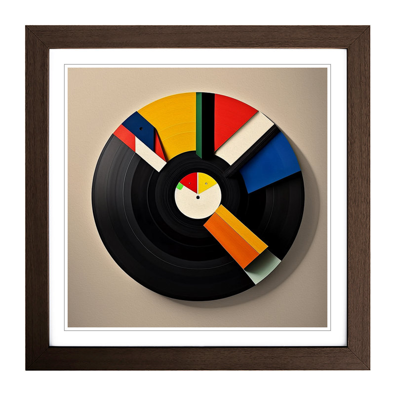 Vinyl Record Suprematism No.1 - Framed Print, Walnut