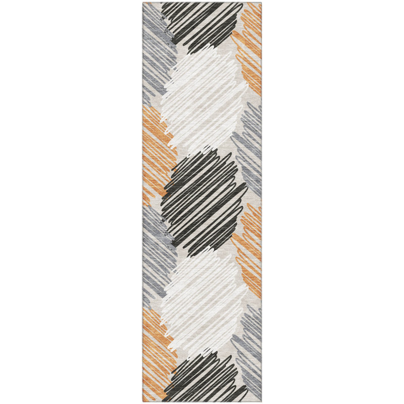 Premium Machine Washable Mayfield AMF1942 Geometric Rug, Runner 2'3" x 7'6"
