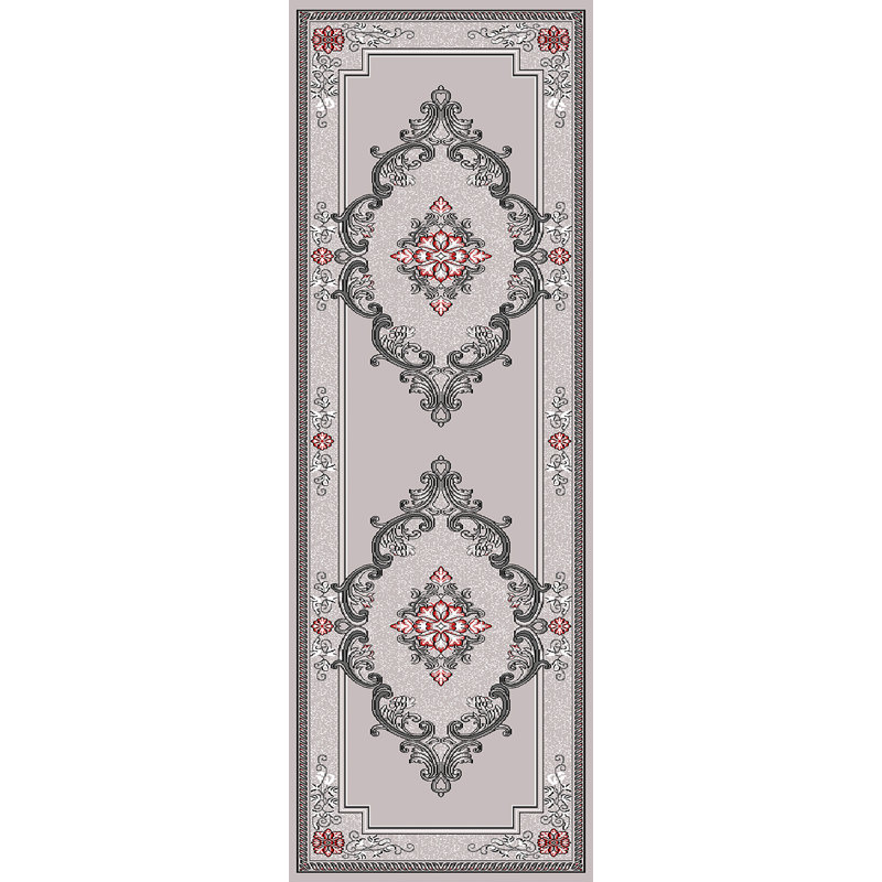 Tapis oriental gris / rouge Ramsel, Tapis de couloir 2 pi 6 po x 7 pi 9 po