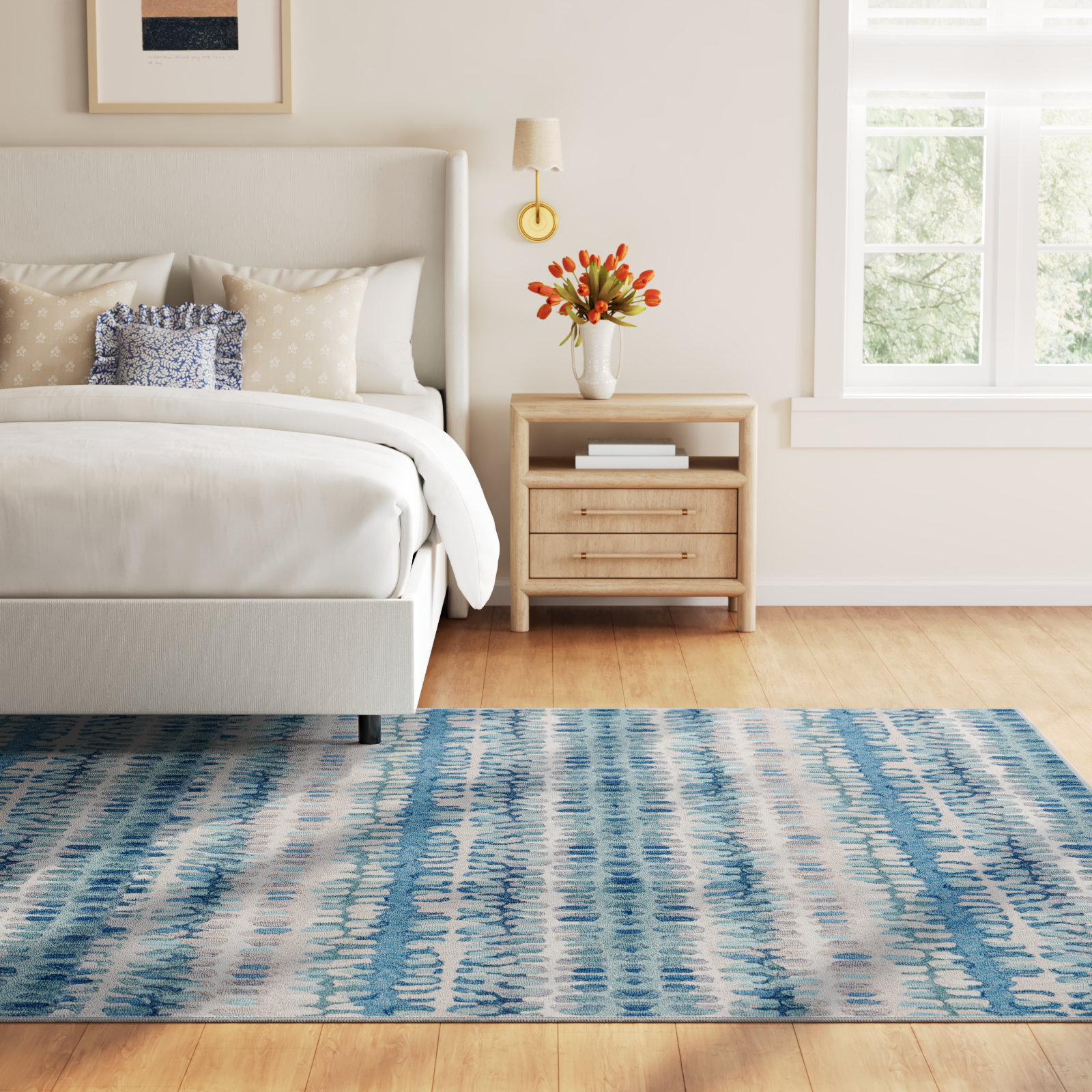 Paint Chip Blue Machine Washable Abstract Rug, Rectangle 2' x 3'