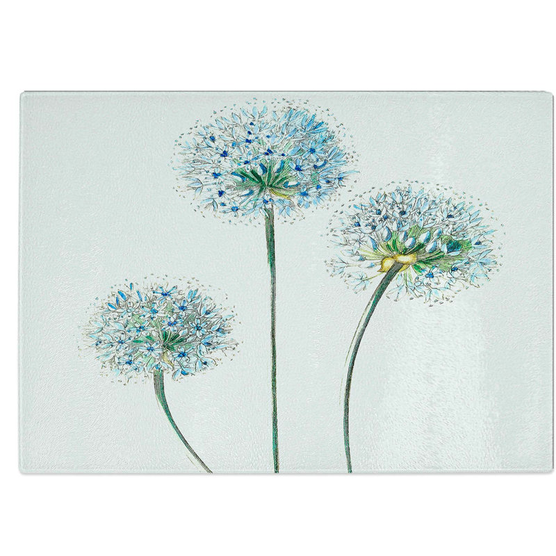 Tempered Glass Dandelion Flowers Chopping Board, 28.5 cm W x 20 cm L