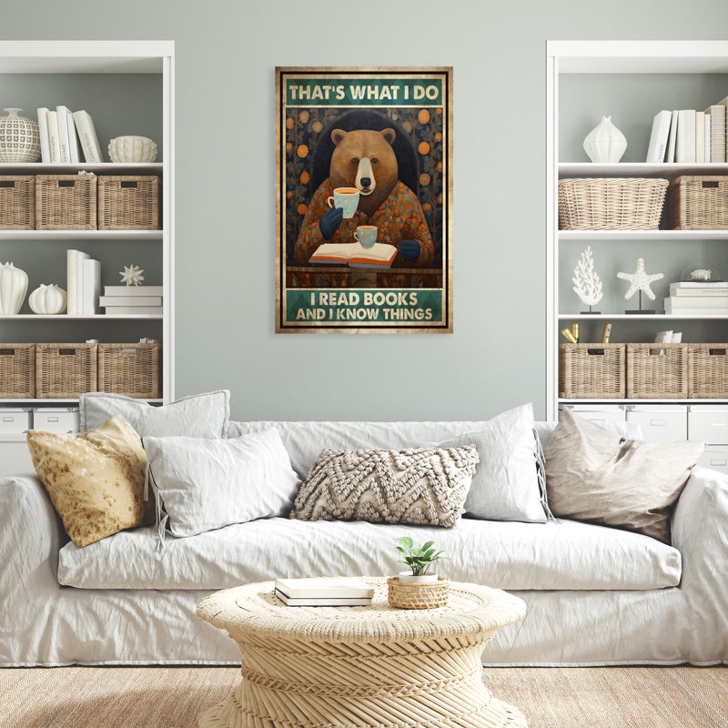 Lillyian " Bear I Read Books ", 20" H x 16" W x 1.25" D