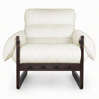 Chenille Accent Chair, Upholstered Lounge Chair with Wooden Frame, Comfy Reading Armchair with Padded Seat, Backrest and Rolled Arms for Living Room,