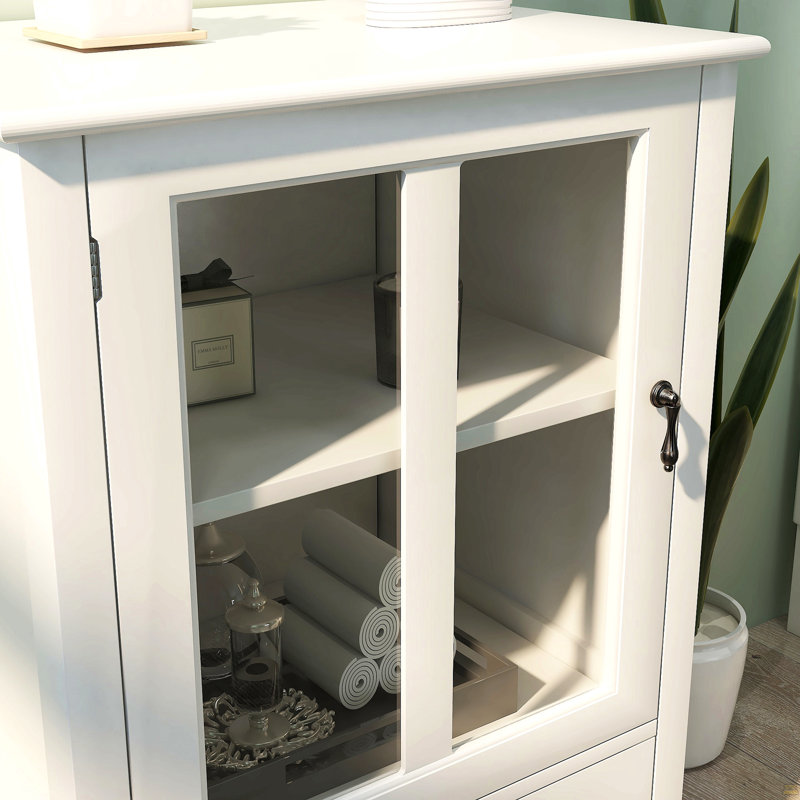 Buffet avec portes de verre simples et poignée cloche unique