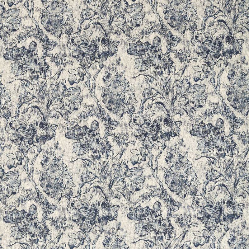 Giles Deacon Fringed Tulip Toile Fabric, Woad