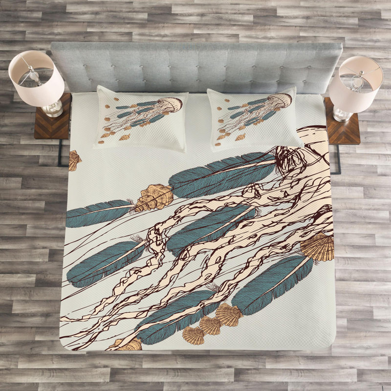 Coastal Polyester Coverlet, Queen Coverlet + 2 Shams