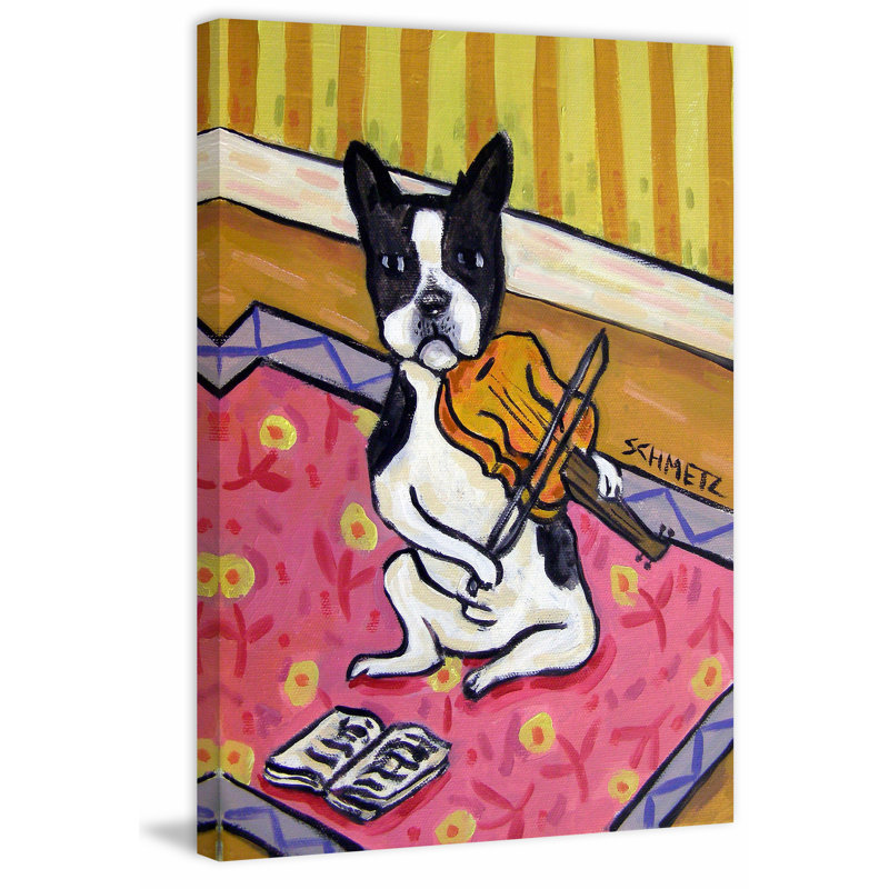 Boston Terrier Violin by Jay Schmetz - Wrapped Canvas Painting, 76cm H x 51cm W