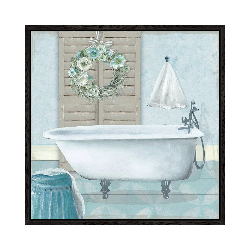Teal Bath II by Carol Robinson - Print on Canvas, Black Framed, 45.72 cm H x 45.72 cm W