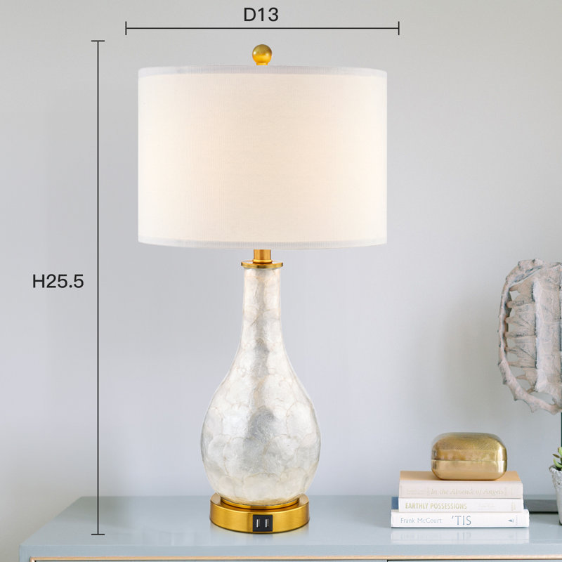 Ensemble de lampes de table en verre 25,5 "avec ports USB et commande tactile Pociask