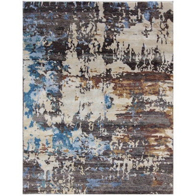 Rectangle 146 cm x 196 cm Geometric Hand Knotted Area Rug