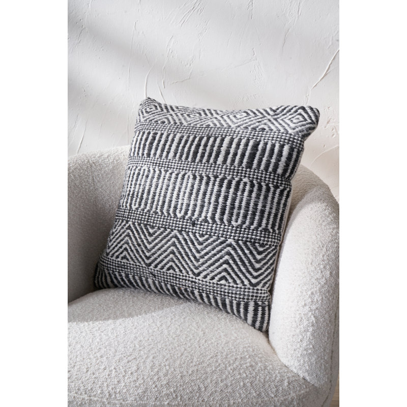 Indoor / Outdoor Geometric Square Cushion, Black