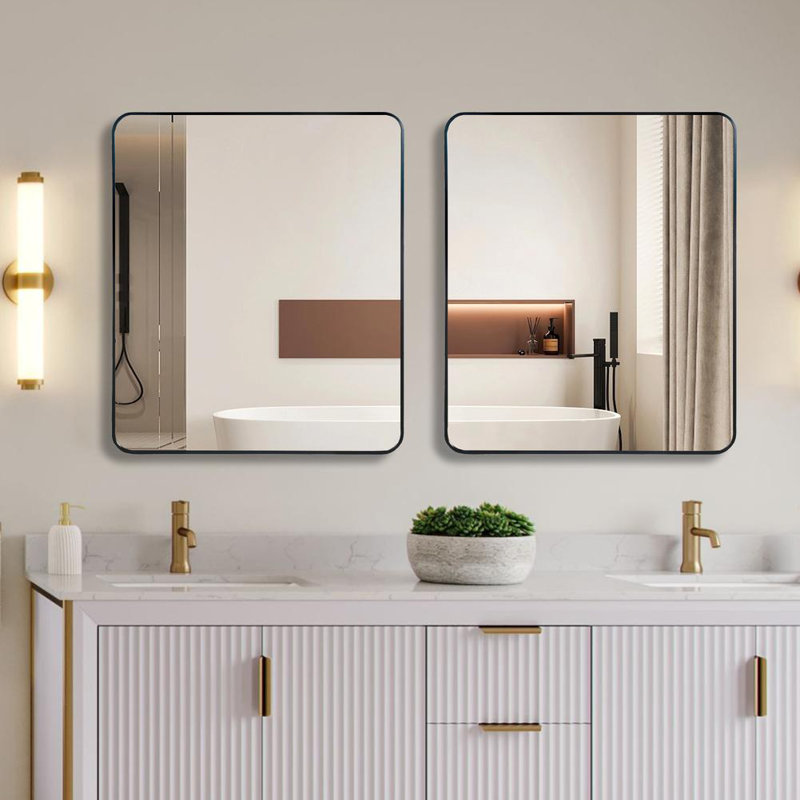 30 "x 36" Rectangular Wall Mirror, Black
