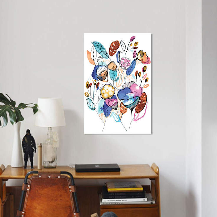 « bouquet », impression sur toile, H 60 po x l 40po x P 1,5 po, Pas de tapis, Toile tendue