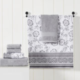 Modern Threads 6 Piece Set, 2 Bath Towels, 2 Hand Towels, 2 Washcloths Yarn Dyed Jacquard/Solid Towel Set Ophelia