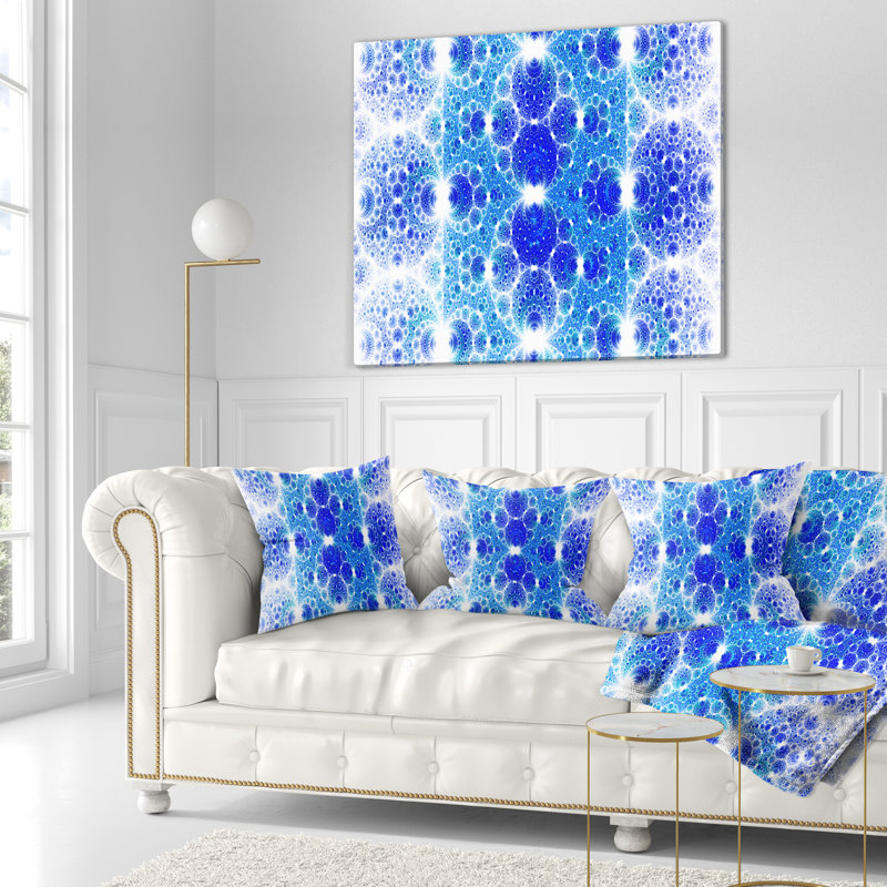 Exotic Fractal Crescent Pattern - Abstract Printed Pillow, 18" x 18", Blue, Throw Pillow