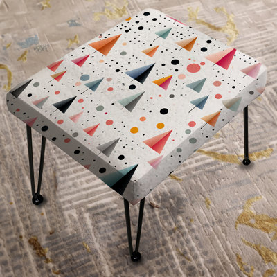 Tiny Triangles Pattern In Light Pink - Geometric Rectangle Ottoman