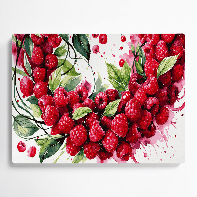 Art mural en métal «Fruit framboise rouge», H 20 po x l 30 po