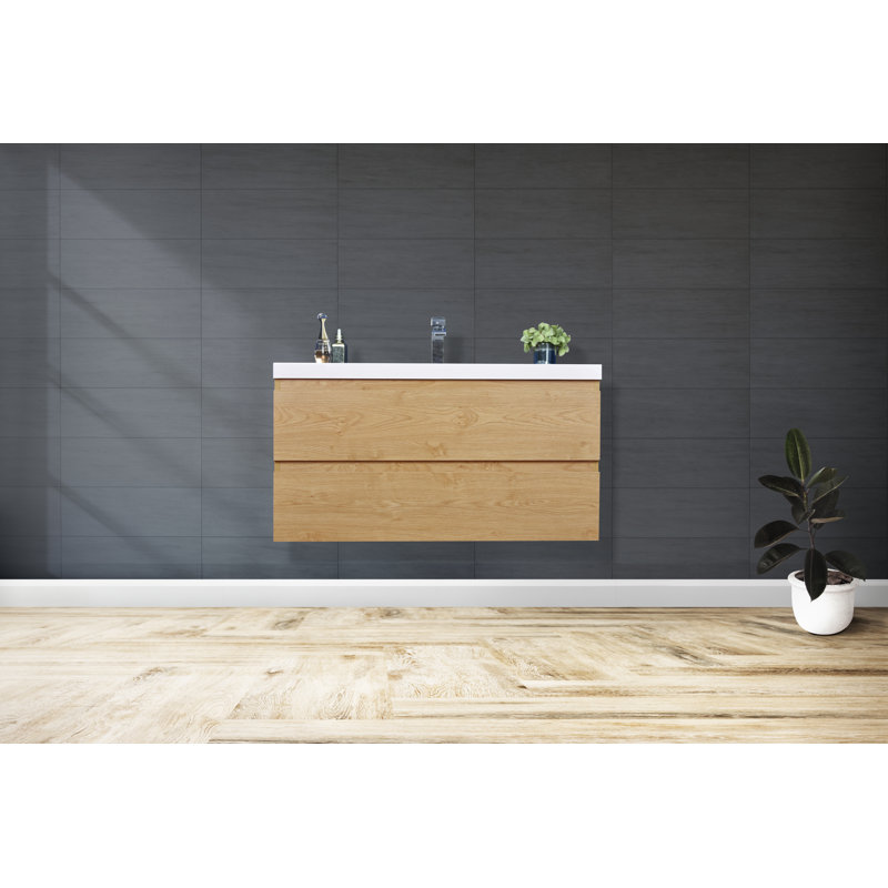 Base de meuble-lavabo simple mural 41,5 po seulement, Chêne anglais