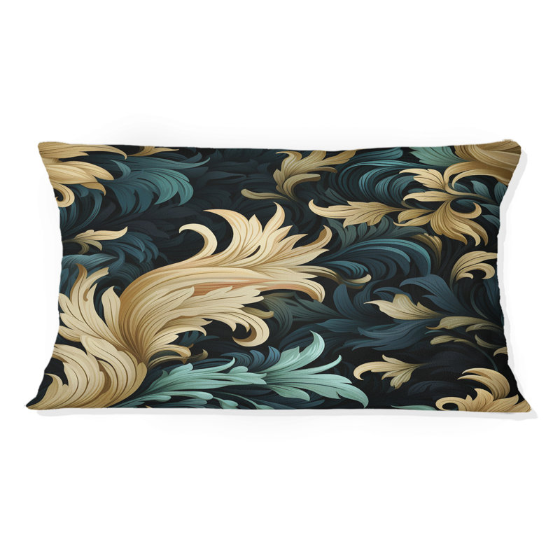 Coussin en polyester damassé noire et dorée