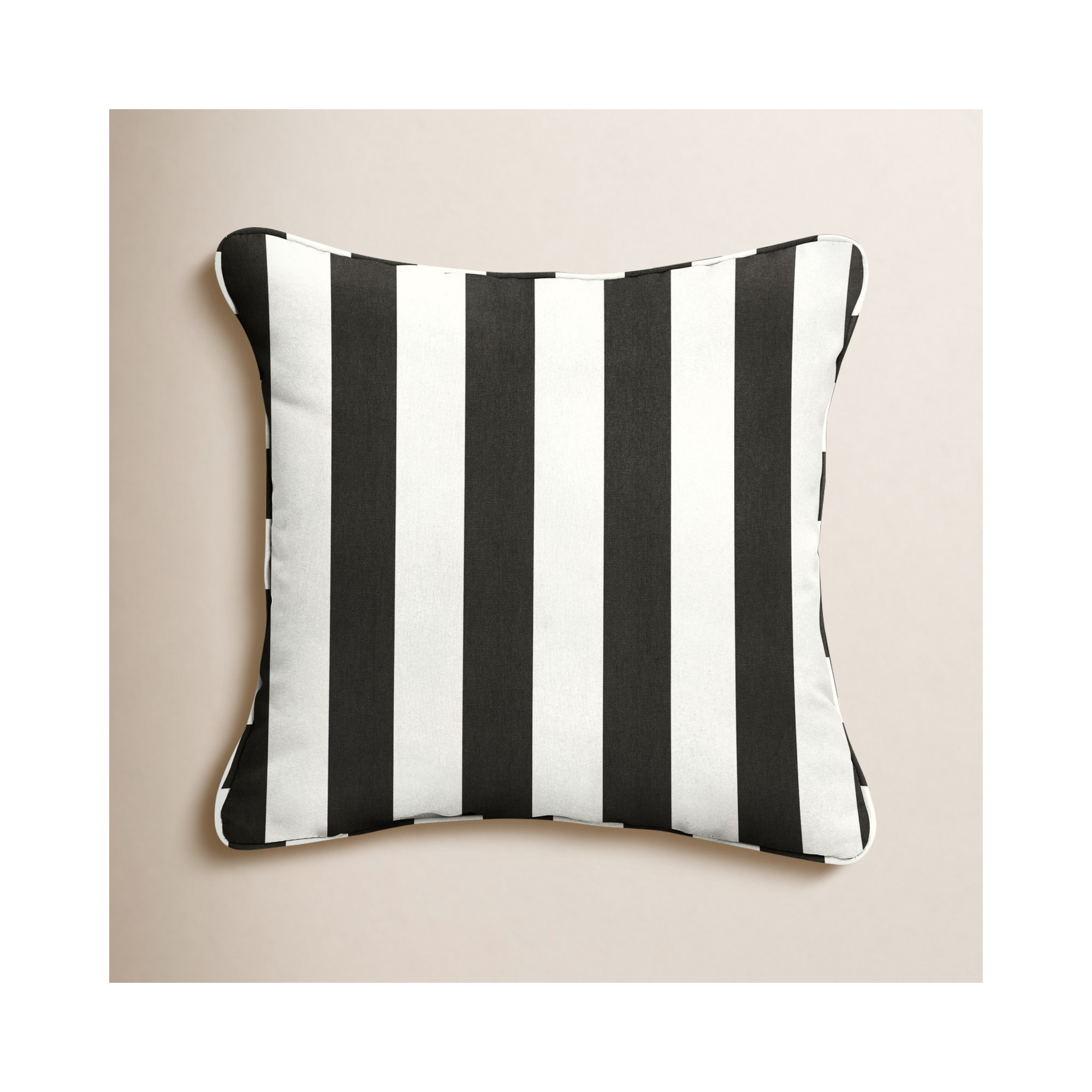 Hartford Sunbrella Striped Weather Resistant Pillow Cover & Insert, 20" x 20", Black Stripe/Black Stripe