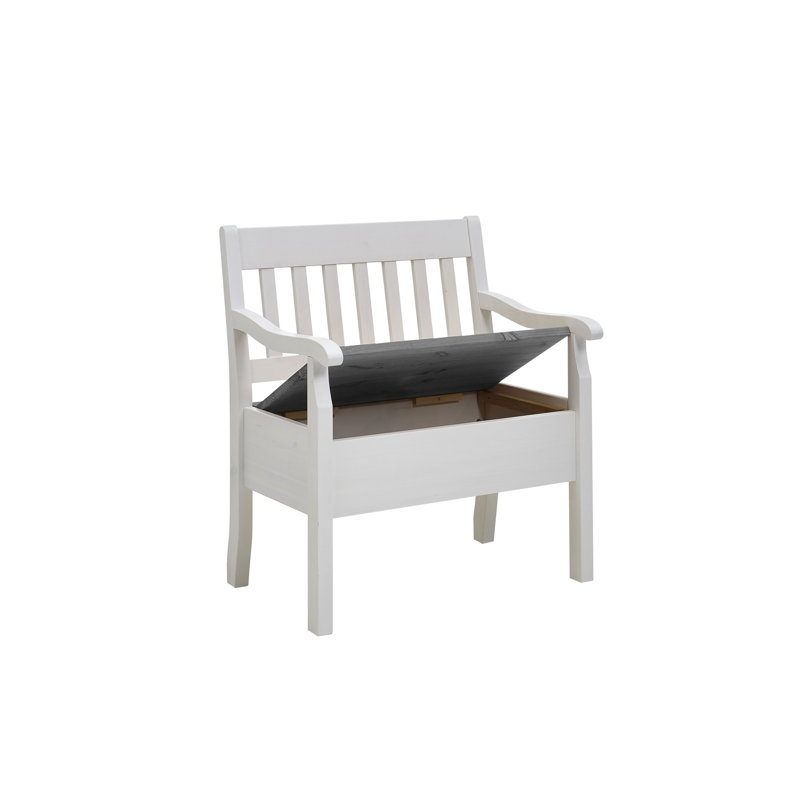Solid Wood Bench, White/Grey, 93cm H x 82.7cm W x 46cm D