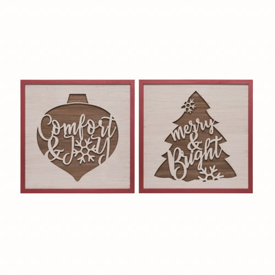  MDF Laser Cut Decor Set of 2 Christmas Home Decorations