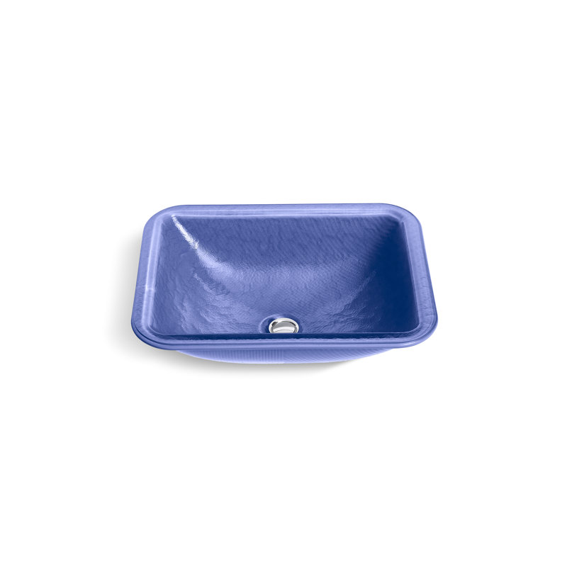 Yepsen Glass Undermount Bathroom Sink, Dark Blue